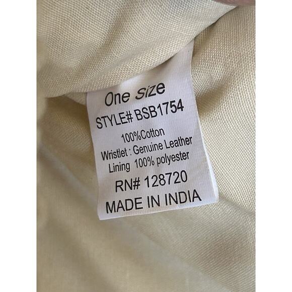 Macrame Lined Hand Bag Cream Clutch Purse Leather Strap Made In India Preloved - Picture 6 of 10